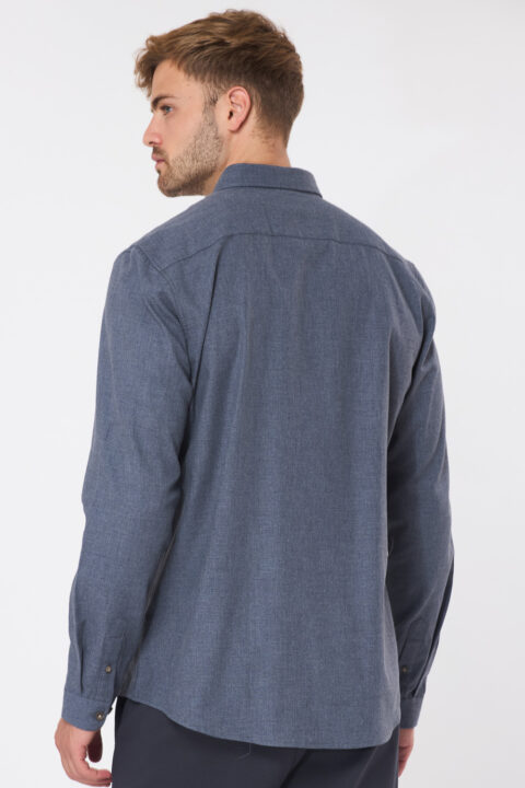 ⁦חולצה מכופתרת twill flanel - כחול מלנש⁩ – תמונה ⁦3⁩