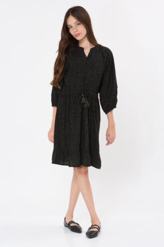 שמלת ילדות קומות מודפסת zip 2 שמלת ילדות קומות מודפסת